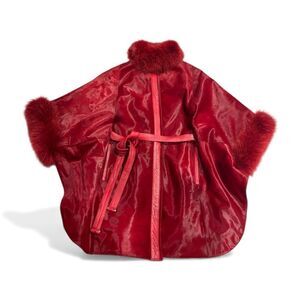 Insanely RARE & stunning STATEMENT Piece WOLFIE Scarlet Red Fur Cape